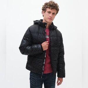 Aeropostale 87 logo hooded puffer coat black size XL remixed down